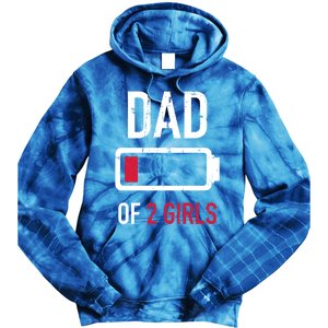 Dad Of 2 Two Low Battery Gift For Father's Day Gift Tie Dye Hoodie