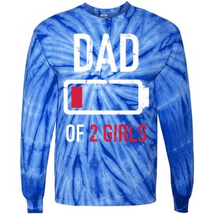 Dad Of 2 Two Low Battery Gift For Father's Day Gift Tie-Dye Long Sleeve Shirt