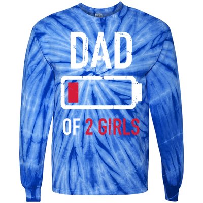 Dad Of 2 Two Low Battery Gift For Father's Day Gift Tie-Dye Long Sleeve Shirt