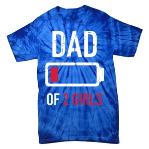 Dad Of 2 Two Low Battery Gift For Father's Day Gift Tie-Dye T-Shirt