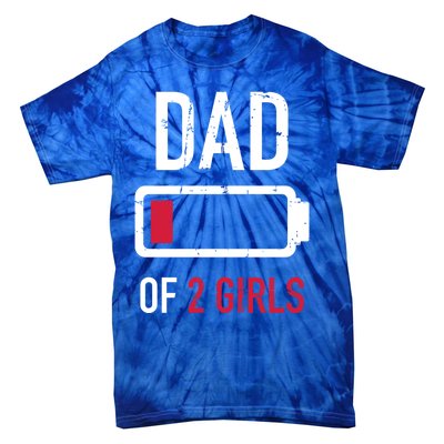 Dad Of 2 Two Low Battery Gift For Father's Day Gift Tie-Dye T-Shirt