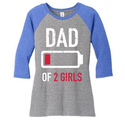 Dad Of 2 Two Low Battery Gift For Father's Day Gift Women's Tri-Blend 3/4-Sleeve Raglan Shirt