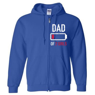 Dad Of 2 Two Low Battery Gift For Father's Day Gift Full Zip Hoodie