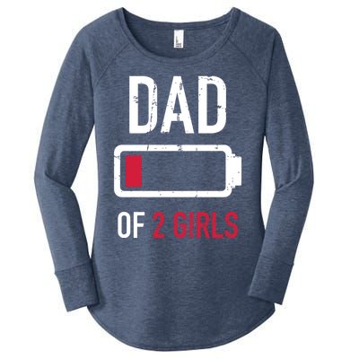 Dad Of 2 Two Low Battery Gift For Father's Day Gift Women's Perfect Tri Tunic Long Sleeve Shirt