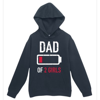 Dad Of 2 Two Low Battery Gift For Father's Day Gift Urban Pullover Hoodie