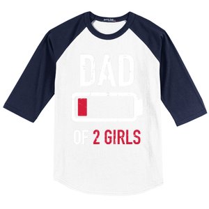 Dad Of 2 Two Low Battery Gift For Father's Day Gift Baseball Sleeve Shirt