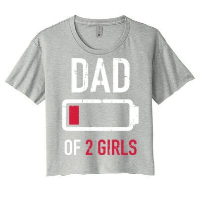 Dad Of 2 Two Low Battery Gift For Father's Day Gift Women's Crop Top Tee