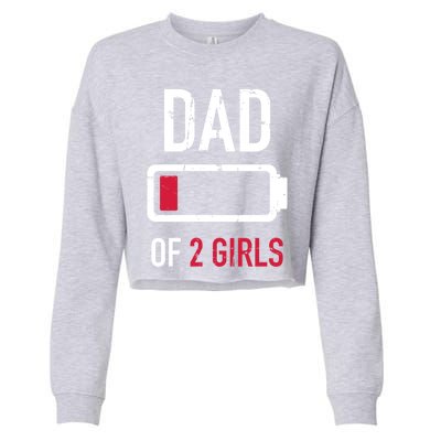 Dad Of 2 Two Low Battery Gift For Father's Day Gift Cropped Pullover Crew