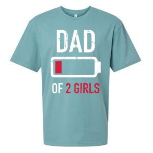 Dad Of 2 Two Low Battery Gift For Father's Day Gift Sueded Cloud Jersey T-Shirt