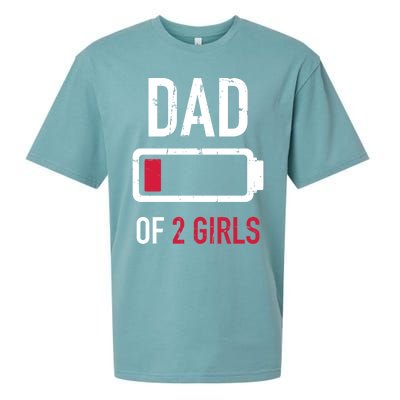 Dad Of 2 Two Low Battery Gift For Father's Day Gift Sueded Cloud Jersey T-Shirt