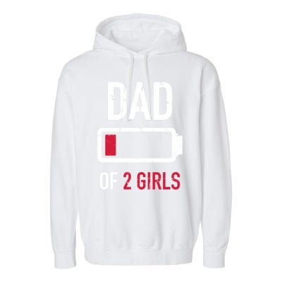 Dad Of 2 Two Low Battery Gift For Father's Day Gift Garment-Dyed Fleece Hoodie