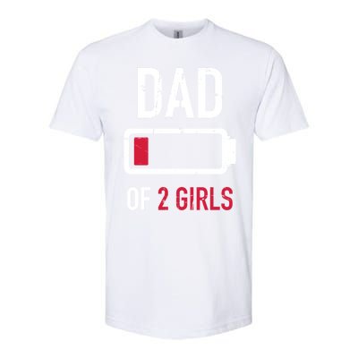 Dad Of 2 Two Low Battery Gift For Father's Day Gift Softstyle® CVC T-Shirt