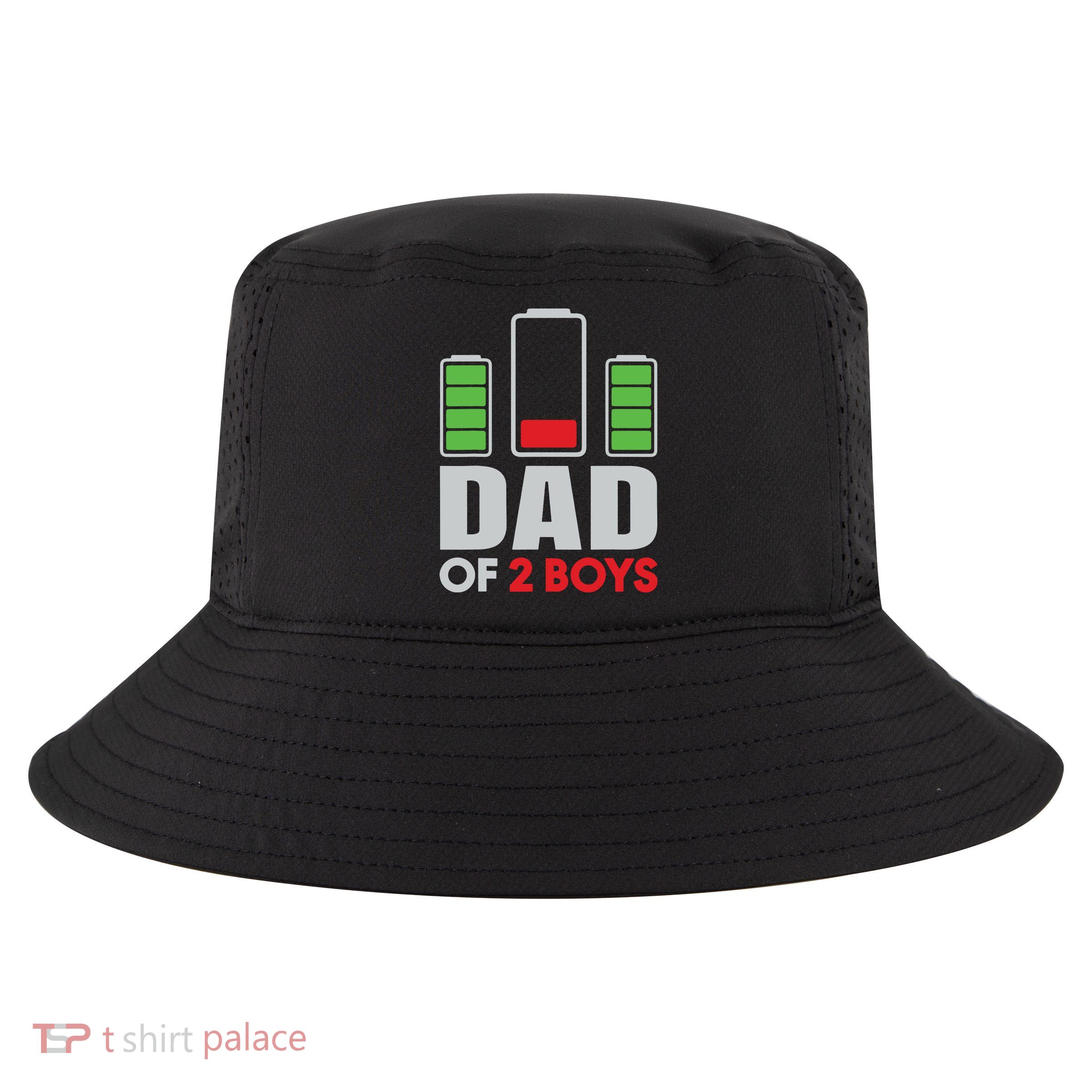 Dad Of 2 Low Battery Son Dad Fathers Day Birthday Cool Comfort Performance Bucket Hat
