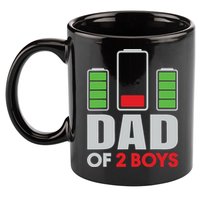 Dad Of 2 Low Battery Son Dad Fathers Day Birthday 11oz C Handle Ceramic Mug
