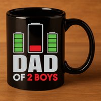 Dad Of 2 Low Battery Son Dad Fathers Day Birthday 11oz C Handle Ceramic Mug