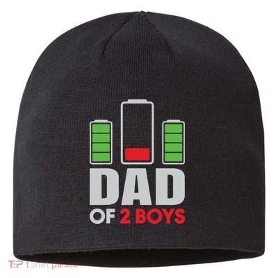 Dad Of 2 Low Battery Son Dad Fathers Day Birthday Sustainable Beanie
