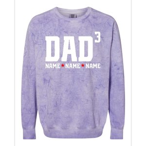 Dad Of 3 Fathers Day Gift Daughter Son Kids Names Personalized Colorblast Crewneck Sweatshirt