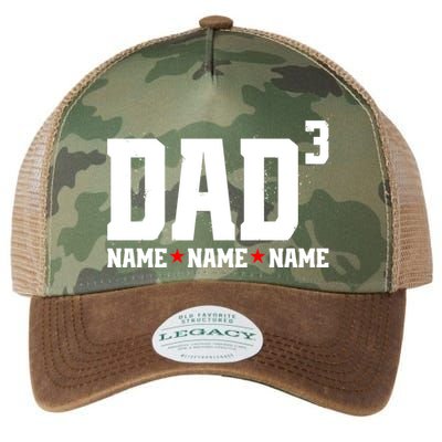 Dad Of 3 Fathers Day Gift Daughter Son Kids Names Personalized Legacy Tie Dye Trucker Hat
