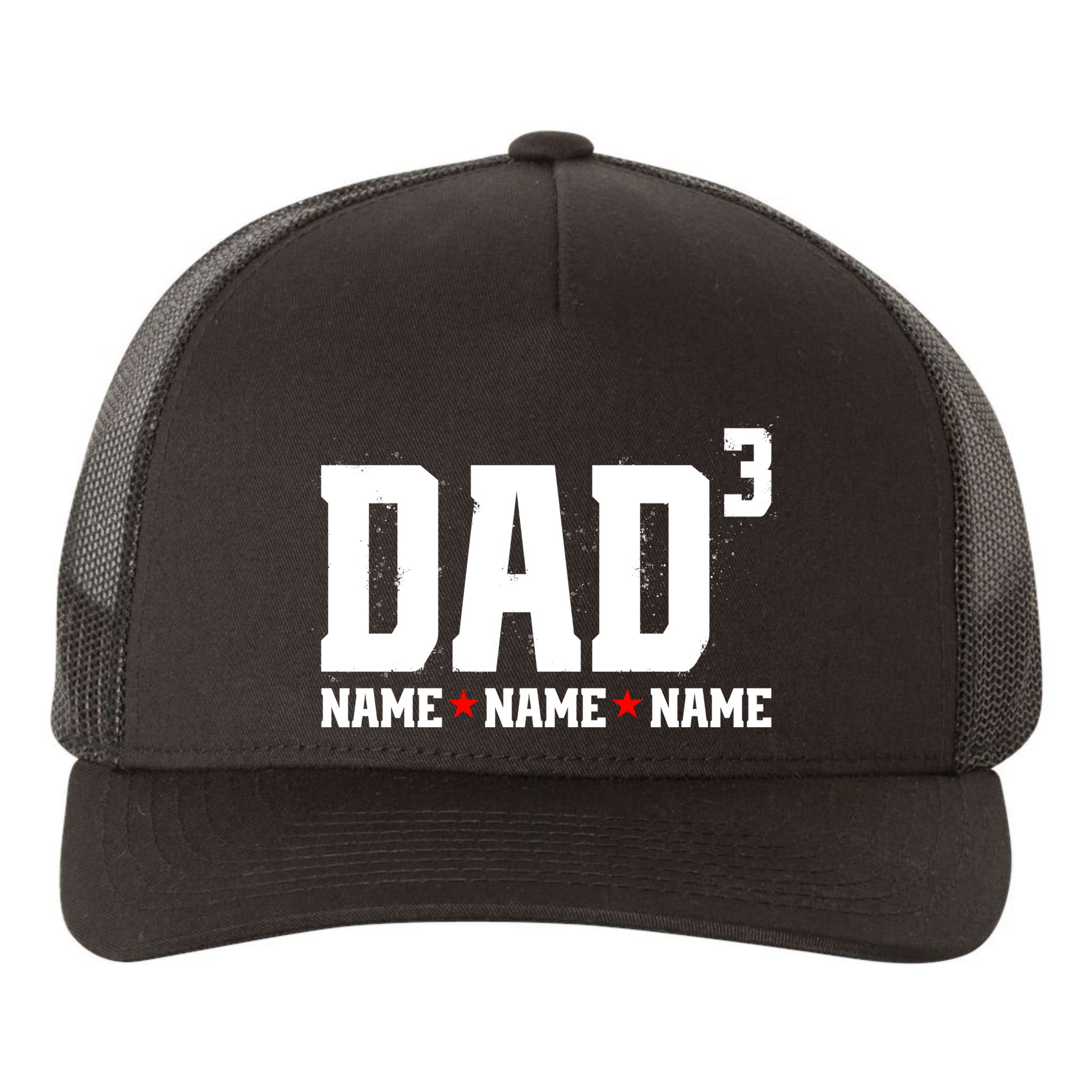 Dad Of 3 Fathers Day Gift Daughter Son Kids Names Personalized Yupoong Adult 5-Panel Trucker Hat