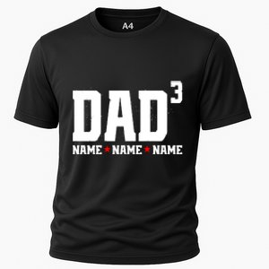 Dad Of 3 Fathers Day Gift Daughter Son Kids Names Personalized Cooling Performance Crew T-Shirt