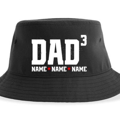 Dad Of 3 Fathers Day Gift Daughter Son Kids Names Personalized Sustainable Bucket Hat