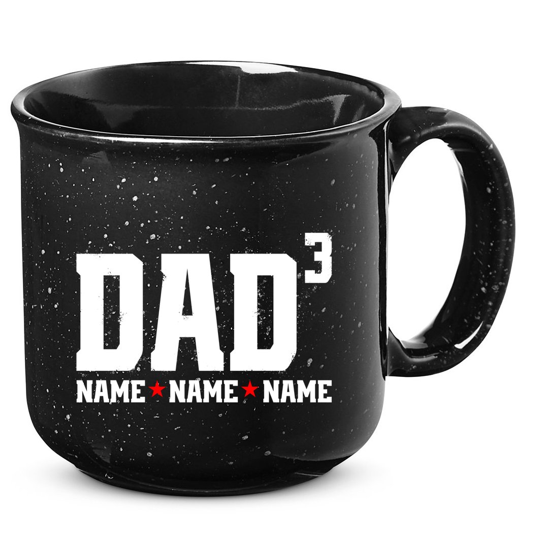 Dad Of 3 Fathers Day Gift Daughter Son Kids Names Personalized 15oz Campfire Ceramic Mug