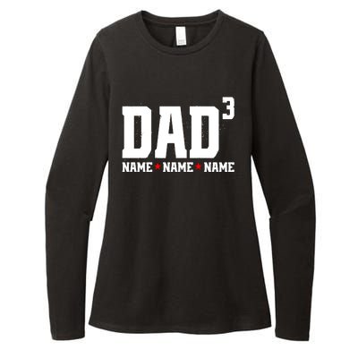 Dad Of 3 Fathers Day Gift Daughter Son Kids Names Personalized Womens CVC Long Sleeve Shirt