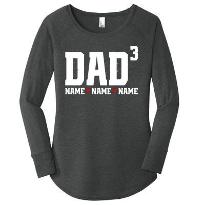 Dad Of 3 Fathers Day Gift Daughter Son Kids Names Personalized Women's Perfect Tri Tunic Long Sleeve Shirt