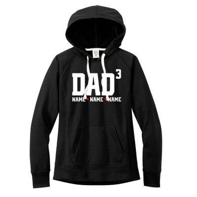 Dad Of 3 Fathers Day Gift Daughter Son Kids Names Personalized Women's Fleece Hoodie