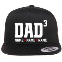 Dad Of 3 Fathers Day Gift Daughter Son Kids Names Personalized Flatbill Hat