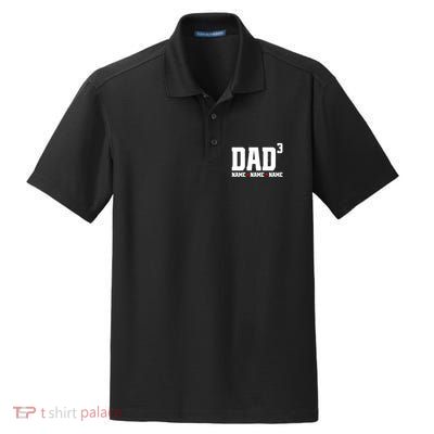 Dad Of 3 Fathers Day Gift Daughter Son Kids Names Personalized Dry Zone Grid Polo