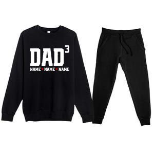 Dad Of 3 Fathers Day Gift Daughter Son Kids Names Personalized Premium Crewneck Sweatsuit Set