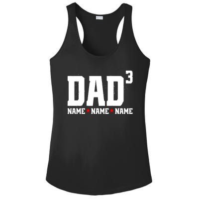 Dad Of 3 Fathers Day Gift Daughter Son Kids Names Personalized Ladies PosiCharge Competitor Racerback Tank