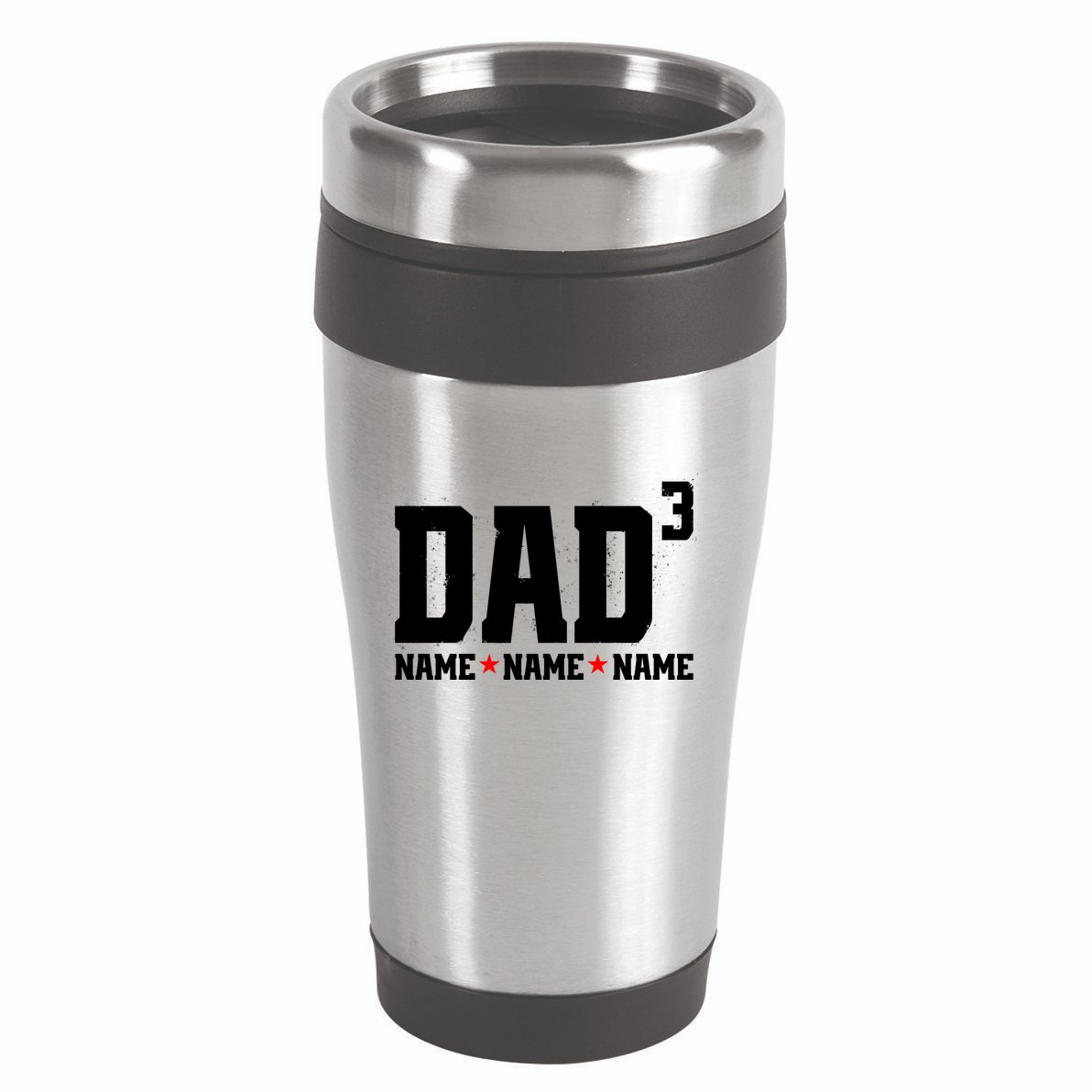 Dad Of 3 Fathers Day Gift Daughter Son Kids Names Personalized 16oz Travel Tumbler
