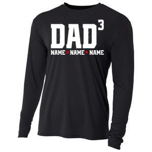 Dad Of 3 Fathers Day Gift Daughter Son Kids Names Personalized Cooling Performance Long Sleeve Crew