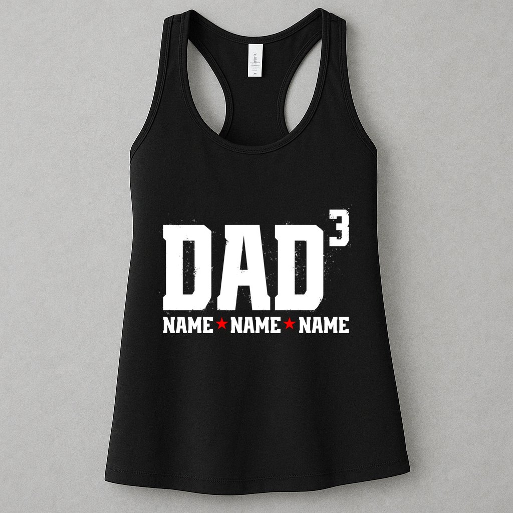 Dad Of 3 Fathers Day Gift Daughter Son Kids Names Personalized Womens Tank Top