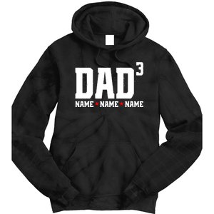 Dad Of 3 Fathers Day Gift Daughter Son Kids Names Personalized Tie Dye Hoodie