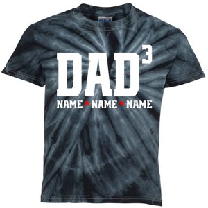 Dad Of 3 Fathers Day Gift Daughter Son Kids Names Personalized Kids Tie-Dye T-Shirt