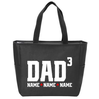 Dad Of 3 Fathers Day Gift Daughter Son Kids Names Personalized Zip Tote Bag