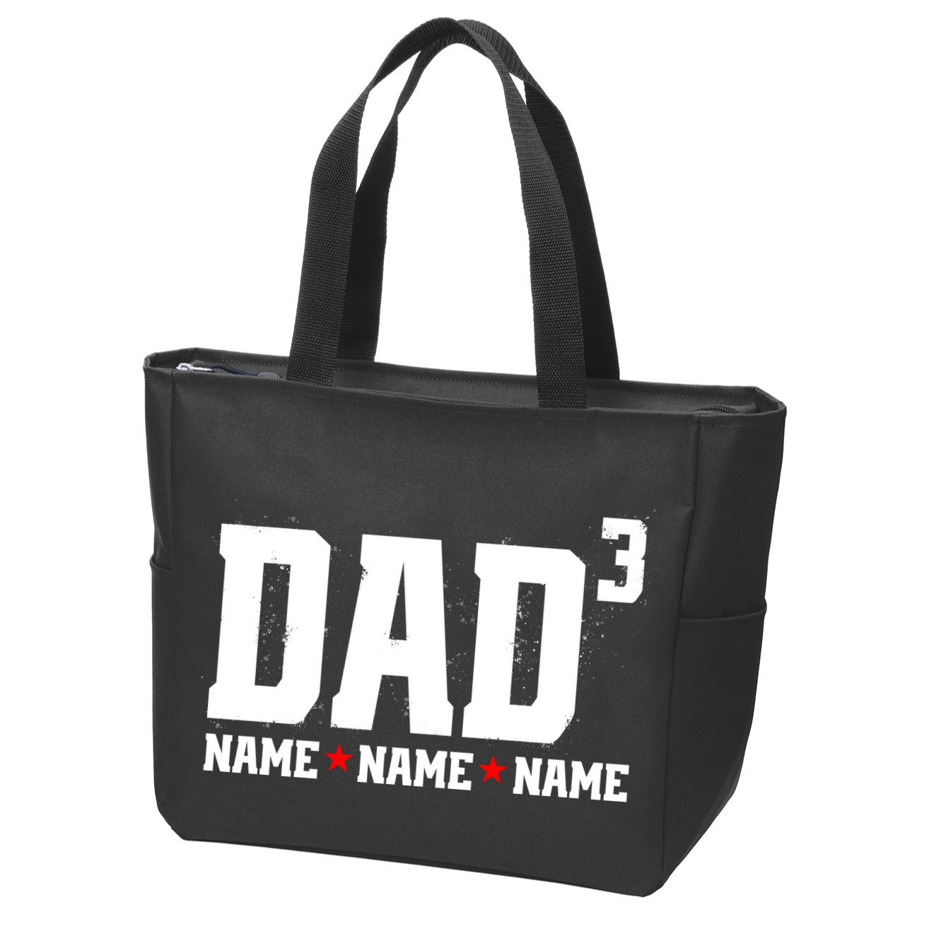 Dad Of 3 Fathers Day Gift Daughter Son Kids Names Personalized Zip Tote Bag