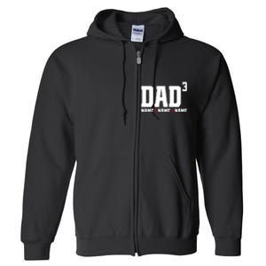 Dad Of 3 Fathers Day Gift Daughter Son Kids Names Personalized Full Zip Hoodie