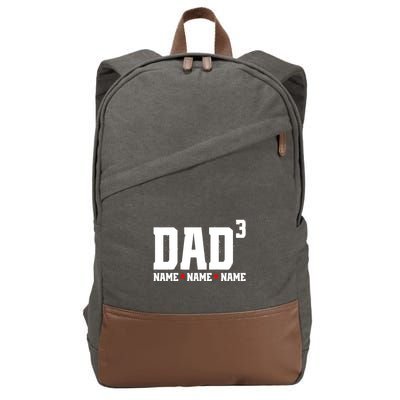 Dad Of 3 Fathers Day Gift Daughter Son Kids Names Personalized Cotton Canvas Backpack