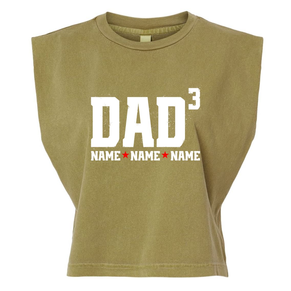 Dad Of 3 Fathers Day Gift Daughter Son Kids Names Personalized Garment-Dyed Women's Muscle Tee