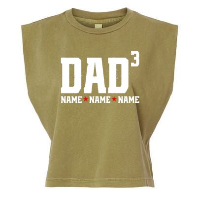 Dad Of 3 Fathers Day Gift Daughter Son Kids Names Personalized Garment-Dyed Women's Muscle Tee