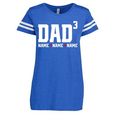 Dad Of 3 Fathers Day Gift Daughter Son Kids Names Personalized Enza Ladies Jersey Football T-Shirt