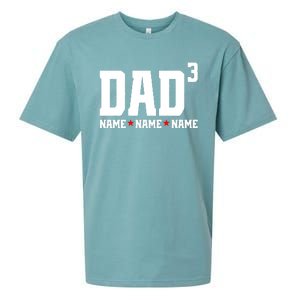 Dad Of 3 Fathers Day Gift Daughter Son Kids Names Personalized Sueded Cloud Jersey T-Shirt