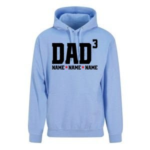 Dad Of 3 Fathers Day Gift Daughter Son Kids Names Personalized Unisex Surf Hoodie