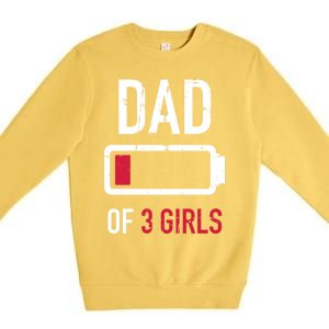 Dad Of 3 Three Low Battery Gift For Father's Day Funny Gift Premium Crewneck Sweatshirt