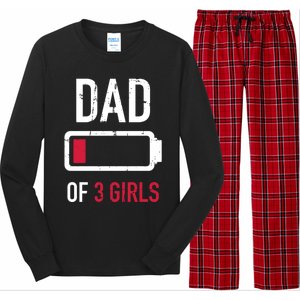 Dad Of 3 Three Low Battery Gift For Father's Day Funny Gift Long Sleeve Pajama Set