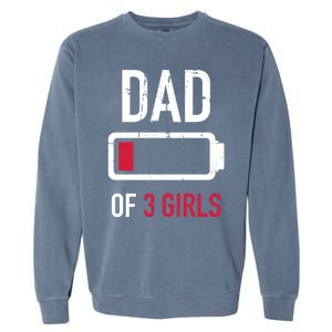 Dad Of 3 Three Low Battery Gift For Father's Day Funny Gift Garment-Dyed Sweatshirt